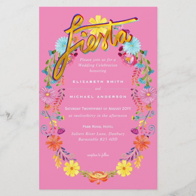 Folkart Blume Fiesta Wedding Einladung Boda (Vorderseite)
