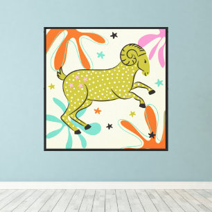 Folkart Boho Aries Ram Abstrakt Zodiac Leinwanddruck