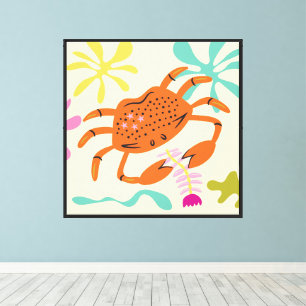 Folkart Boho Cancer Crab Abstrakt Zodiac Leinwanddruck