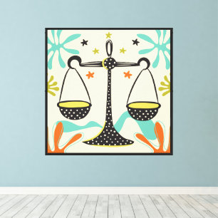 Folkart Boho Libra Skala Abstrakt Zodiac Leinwanddruck