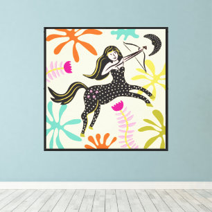 Folkart Boho Sagittarius Abstrakt Zodiac Leinwanddruck