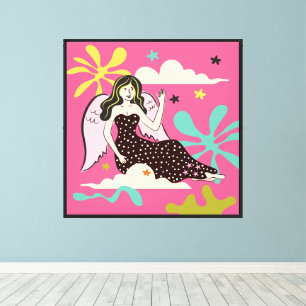 Folkart Boho Virgo Angel Abstrakt Zodiac Leinwanddruck