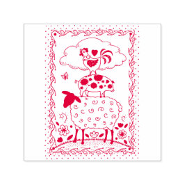 FOLKART LANDTIERE SCHAFENSCHAFT ROOSTER Primitiv Permastempel