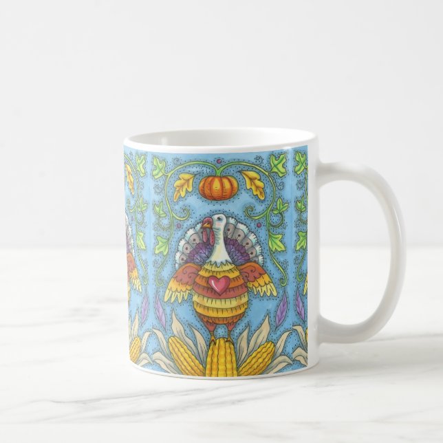 FOLKART TÜRKEY & CORN ERNTEDANK TASSE Holiday (Rechts)