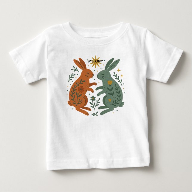 Folkkaninchen Individuelle Name Unisex Baby T-shirt (Vorderseite)
