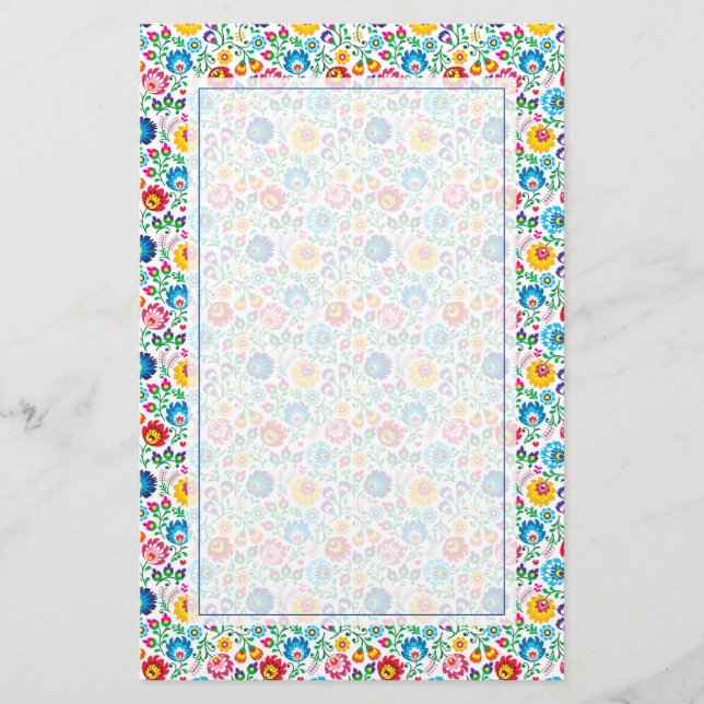 Folkkunst Blume Muster 2 Briefpapier (Vorderseite)