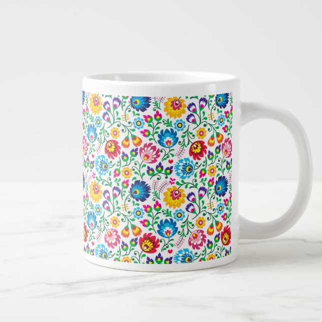 Folkkunst Blume Muster 2 Jumbo-Tasse (Rechts)