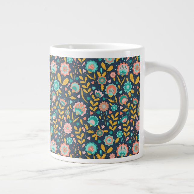 Folkkunst-Blume-Muster Jumbo-Tasse (Rechts)