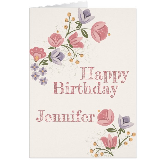 Folkkunstflorenkarte zum Geburtstag (Vorne)