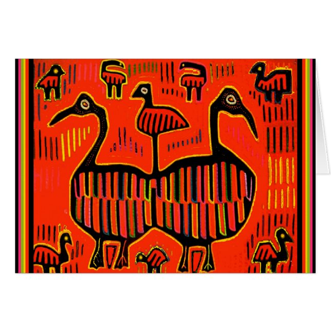 Folklore Art farbenfrohe Vögel (Vorderseite (Horizontal))