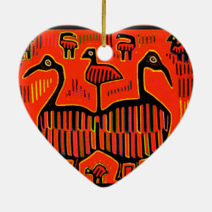 Folklore Art farbenfrohe Vögel Keramikornament
