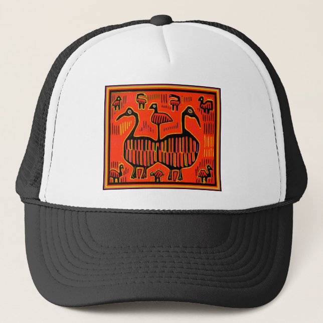 Folklore Art farbenfrohe Vögel Truckerkappe (Vorderseite)