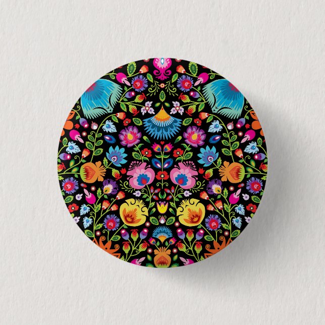 Folklore Blume Wycinanki Button (Vorderseite)