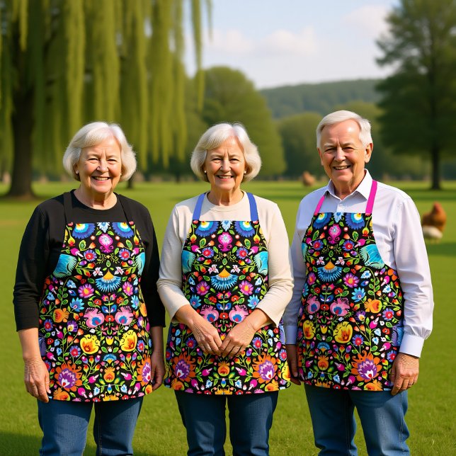 Folklore Blume Wycinanki Schürze (Folklore flowers Wycinanki black Apron)