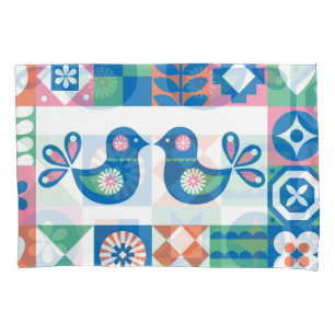 Folklore-Blumenkarte: Skandinavisches Design. Kissenbezug