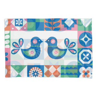 Folklore-Blumenkarte: Skandinavisches Design. Kissenbezug