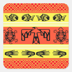 Folklore-Design Quadratischer Aufkleber