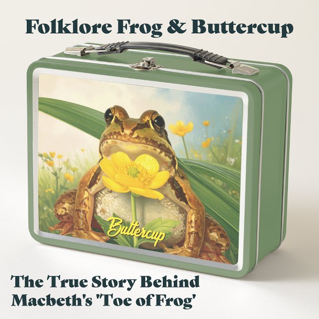 Folklore Frog & Buttercup | Hidden Magic Herbalist Metall Brotdose (The True Story Behind Macbeth's 'Toe of Frog'. Cottagecore frog. 10th anniversary tin. buttercup)