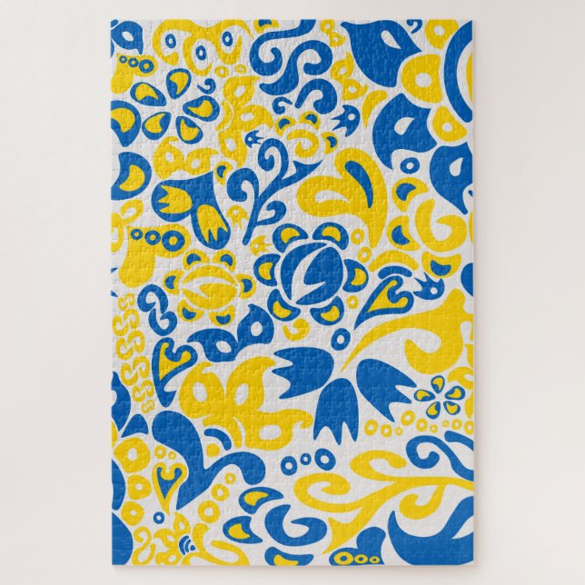Folklore-Muster mit ukrainischen Flaggenfarben (Vertikal)