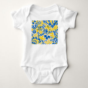 Folklore-Muster mit ukrainischen Flaggenfarben Baby Strampler
