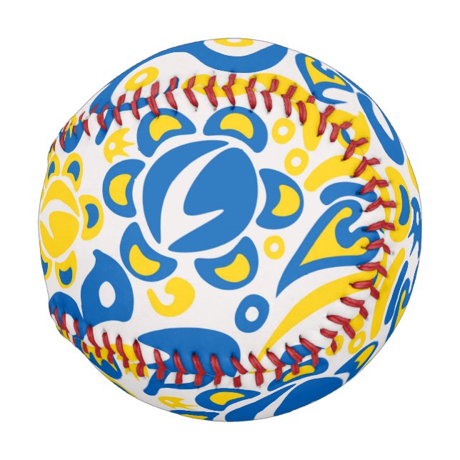 Folklore-Muster mit ukrainischen Flaggenfarben Baseball (Vorne Rechts)