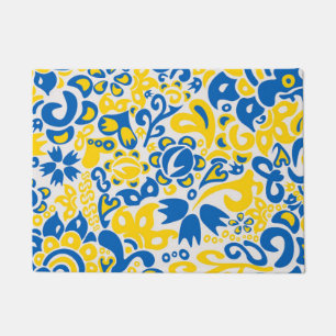 Folklore-Muster mit ukrainischen Flaggenfarben Fußmatte