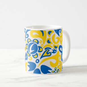 Folklore-Muster mit ukrainischen Flaggenfarben Kaffeetasse