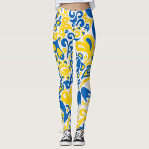 Folklore-Muster mit ukrainischen Flaggenfarben Leggings