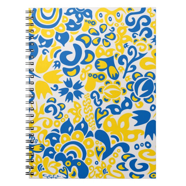 Folklore-Muster mit ukrainischen Flaggenfarben Notizblock (Vorderseite)