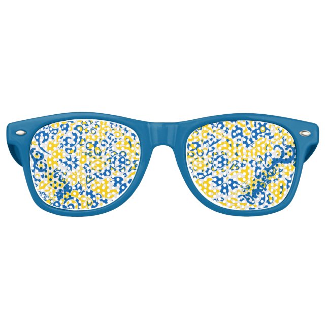 Folklore-Muster mit ukrainischen Flaggenfarben Partybrille (Vorderseite)
