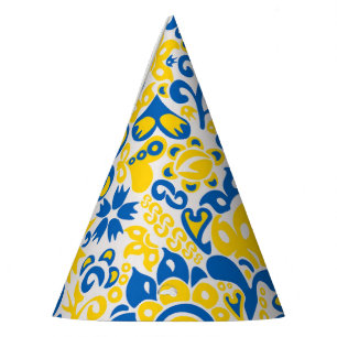 Folklore-Muster mit ukrainischen Flaggenfarben Partyhütchen
