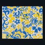 Folklore-Muster mit ukrainischen Flaggenfarben Puzzle<br><div class="desc">Folklore-Muster mit ukrainischen Flaggenfarben blau und gelb</div>