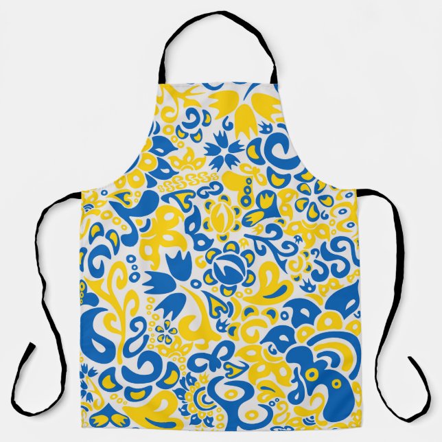 Folklore-Muster mit ukrainischen Flaggenfarben Schürze (Vorderseite)