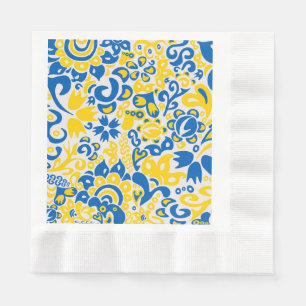 Folklore-Muster mit ukrainischen Flaggenfarben Serviette