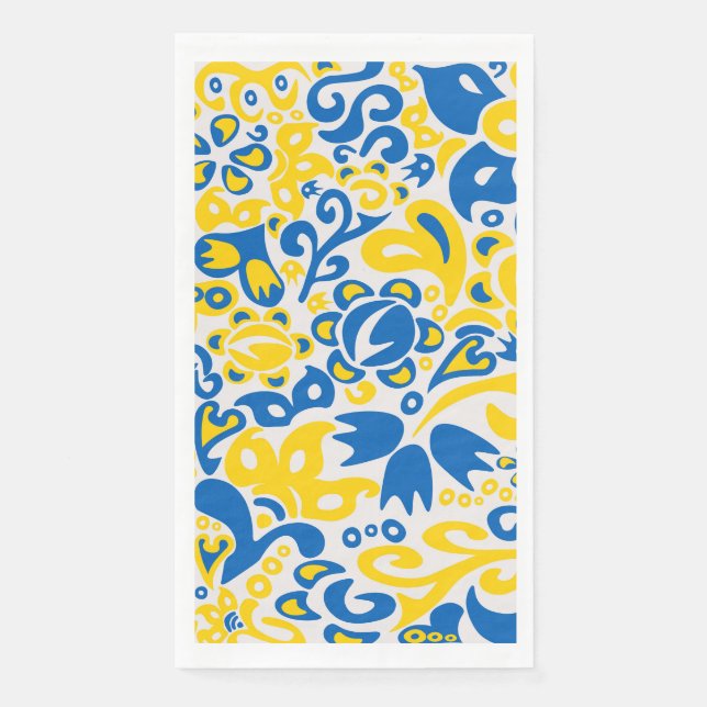 Folklore-Muster mit ukrainischen Flaggenfarben Serviette (Vorderseite)