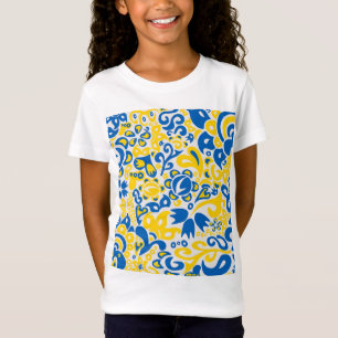 Folklore-Muster mit ukrainischen Flaggenfarben T-Shirt