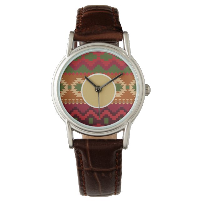 Folklore Nordic Muster | Dekoration Personalisiert Armbanduhr (Vorderseite)