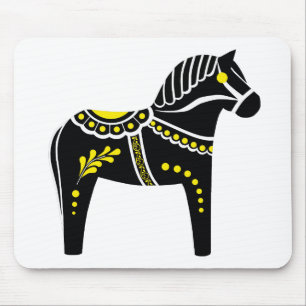 Folklore, schwarz/weiß/gelb, Dala, Folk Friesian Mousepad