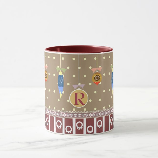 Folklore-Tasse Personalisiert Monogram Xmas Bauble Tasse (Zentrum)