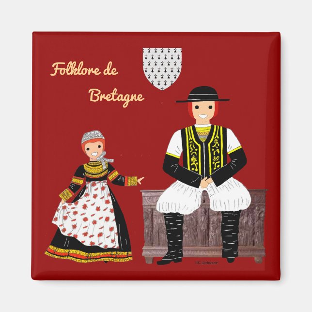 Folklore von der Bretagne, Frankreich Magnet (Vorne)