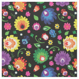 Folkloreblüte - Schwarze Blume Stoff