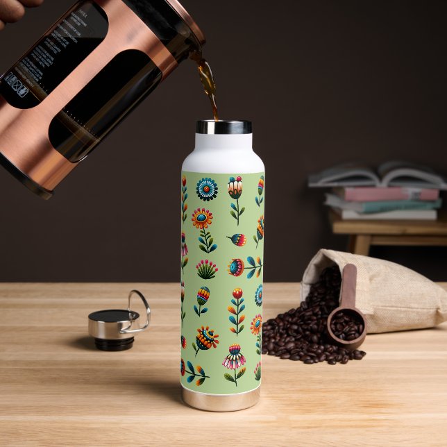 Folklorekunst Blume Wasser Flasche (Kaffee)
