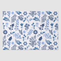 Folklorekunst Botanisches Blumenblatt Blau Weiße B