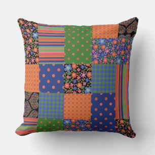 Folklorekunst Imitate Patchwork, Floral, Polkas, K Kissen
