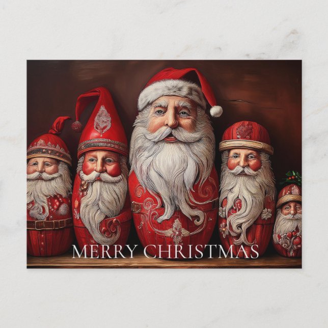 Folklorekunst Primitiver Weihnachtsmann Sammler Ku Postkarte (Vorderseite)