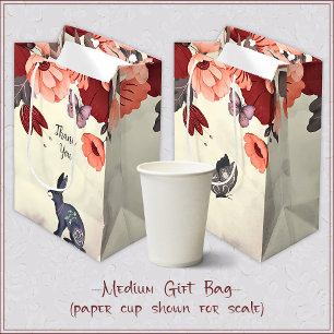 Folklorekunsthasen Butterfly Floral Medium Geschen Mittlere Geschenktüte