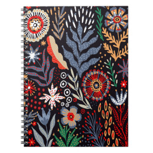 Folkloremuster, nahtlose Textilkonstruktion mit he Notizblock