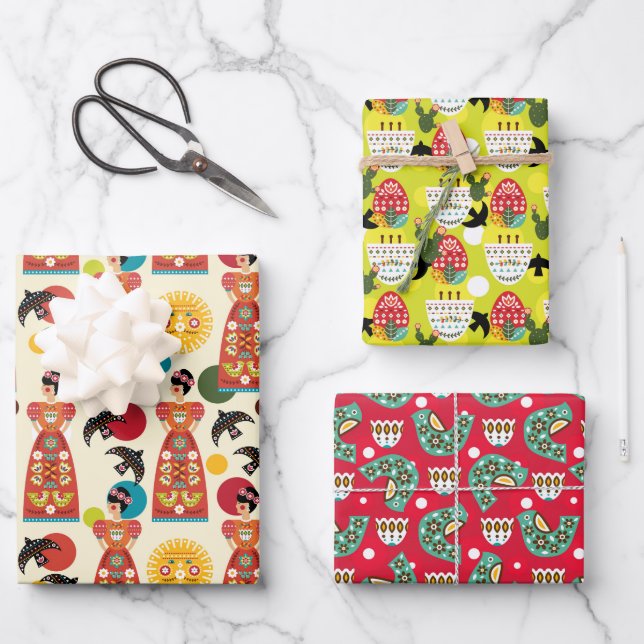 Folklorico Muster Set B Geschenkpapier Set (Vorderseite)