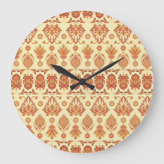 Folklorisches Batik florales ethnisches Muster Große Wanduhr