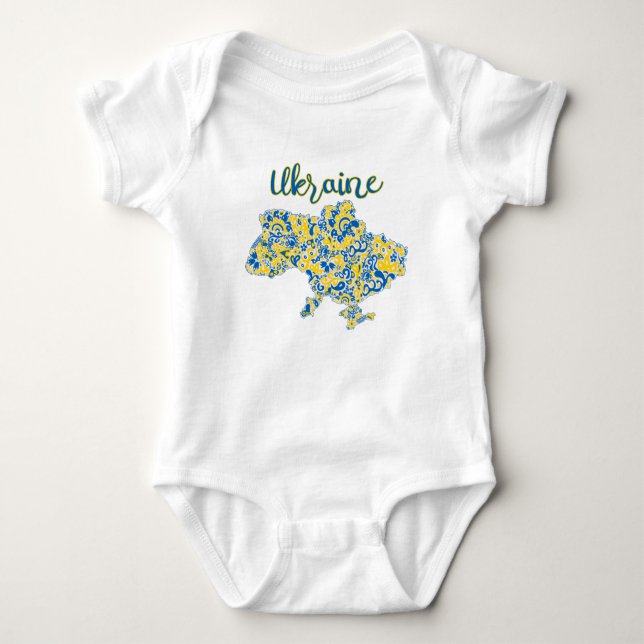 Folklorisches Muster und ukrainische Typografie  Baby Strampler (Vorderseite)
